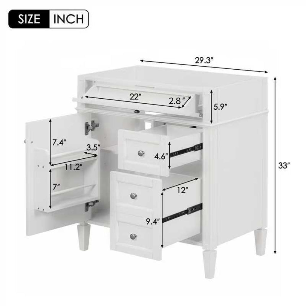 30'' Bathroom Vanity without Top Sink, Modern Bathroom Storage Cabinet