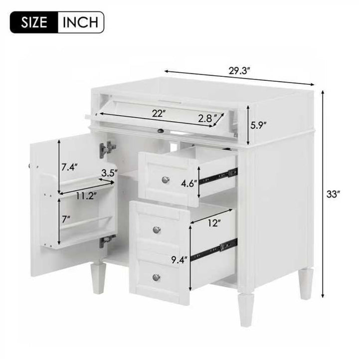 30'' Bathroom Vanity without Top Sink, Modern Bathroom Storage Cabinet