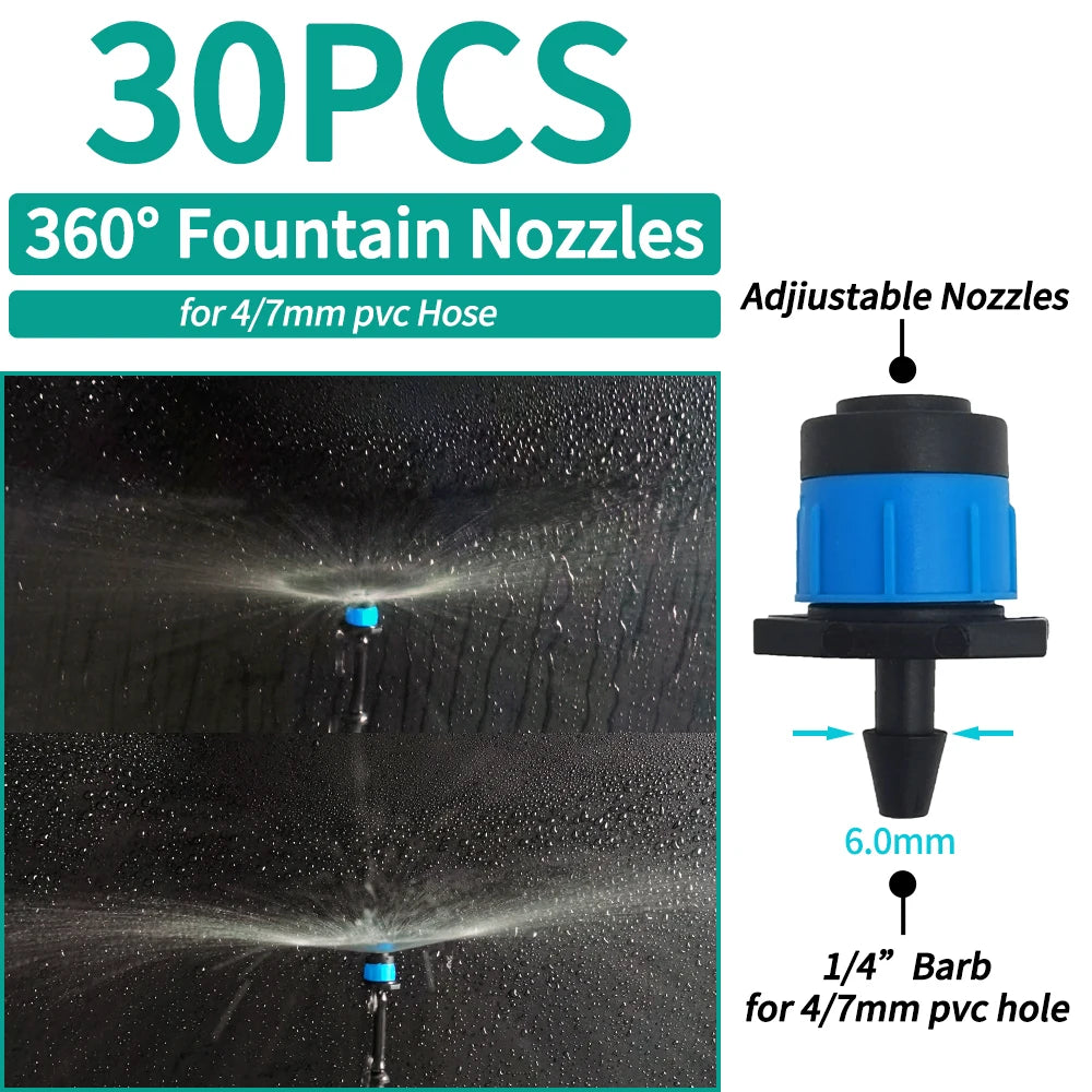 OASIS Greenhouse Watering Sprinkler Dripper Drip Irrigation Garden Adjustable Mist Emitters Stake Micro Spray Rotating Nozzle