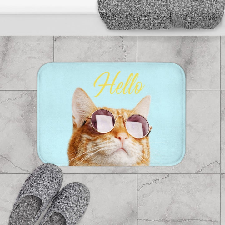 Hello Cat with Sunglasses Bath Mat