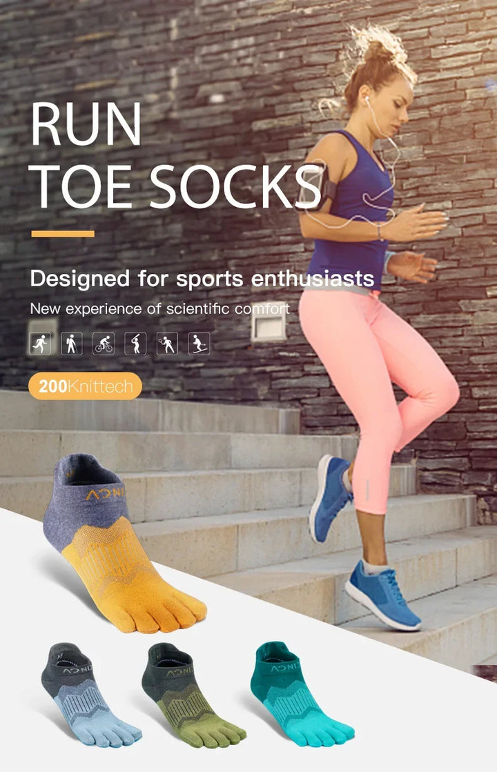 AONIJIE Sports Run Low Cut Athletic Five Toe Socks Quarter Toesocks For Running Marathon Race Trail