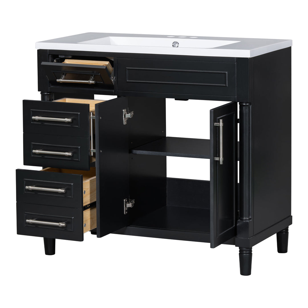 36'' Bathroom Vanity with Top Resin Sink, Freestanding Bathroom