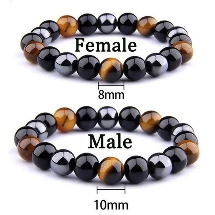 Man Bracelets Magnetic Hematite Tiger Eye Black Obisidian Triple Protection Health Care Women's Bracelet Weight Loss JewelryGift