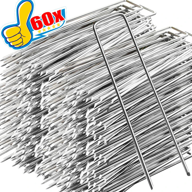 Galvanized Pins Landscape Staples Heavy Duty Garden Stakes Spike Fence Stakes Turf Staples Artificial Grass Tent Securing Pegs