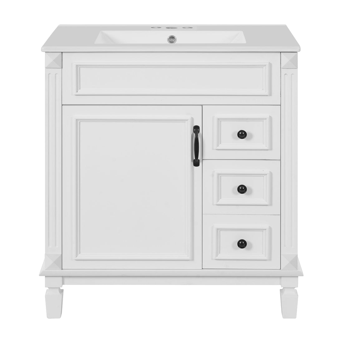 30' Bathroom Vanity with Ceramic Sink, Small Bathroom Sink Cabinet,