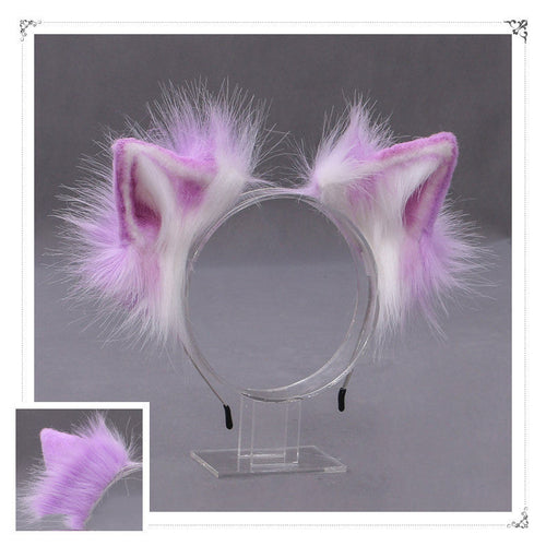 Japanese-inspired Lolita-style Plush Animal Ear Headband Handcrafted