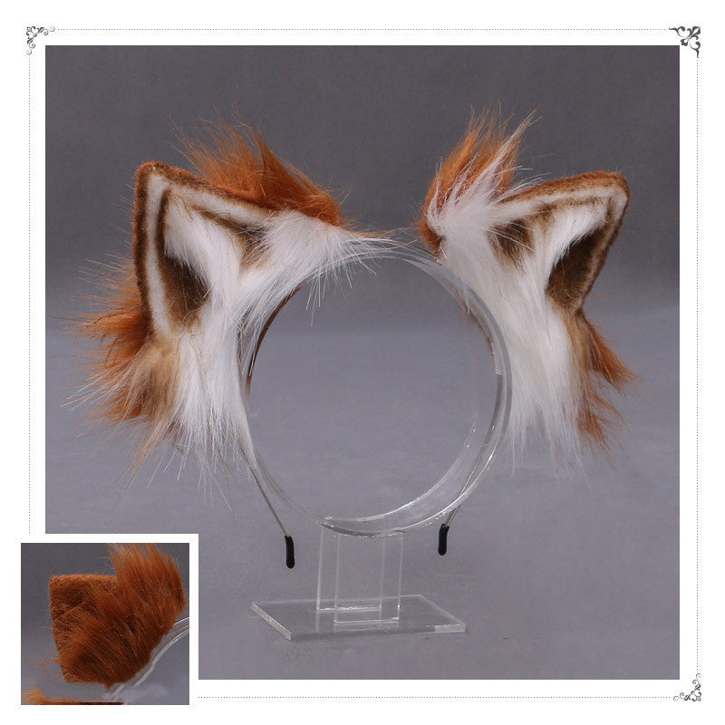 Japanese-inspired Lolita-style Plush Animal Ear Headband Handcrafted