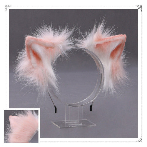 Japanese-inspired Lolita-style Plush Animal Ear Headband Handcrafted