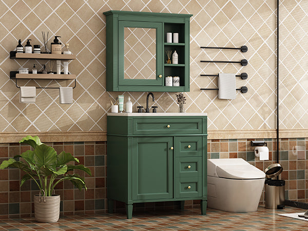 30'' Bathroom Vanity with Top Sink, Modern Bathroom Storage Cabinet