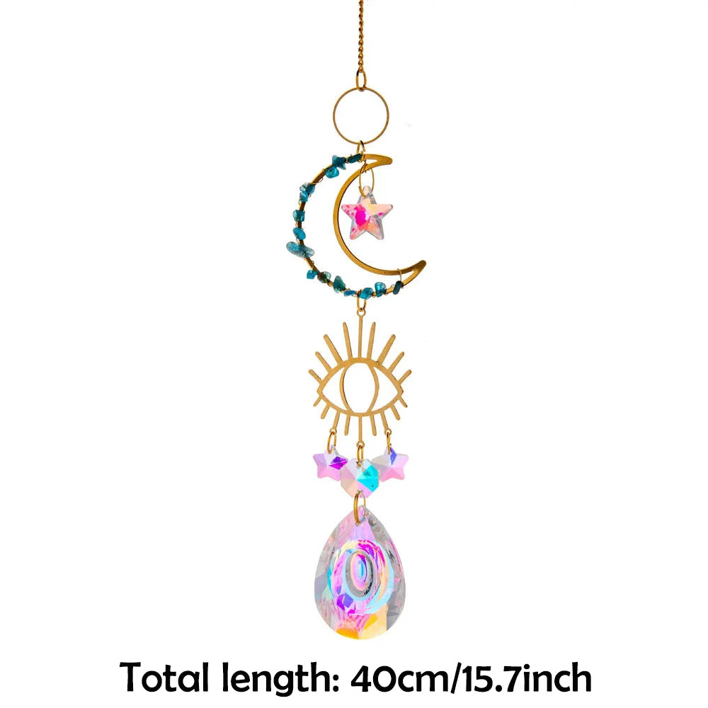 Moon Suncatcher Crystal Prism Sun Catcher Rainbow Maker Hanging Garden Decoration Moon Dream Catcher Window Decors 2024 New In