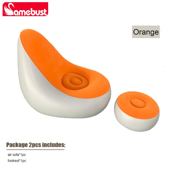 Camebust Inflatable Sofa-Flocking Surface High Quailty PVC Footstool Rapid Inflation Lazy Lounge