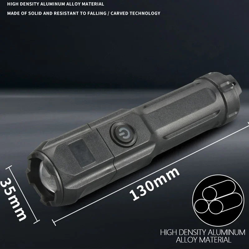 High Power LED Flashlight 10000 Lumen Tactical Torch USB Rechargeable Waterproof Zoom Flashlight Outdoor Emergency Fishing