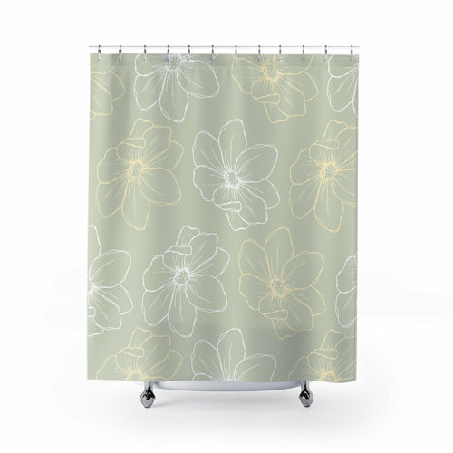 Green Floral Shower Curtain