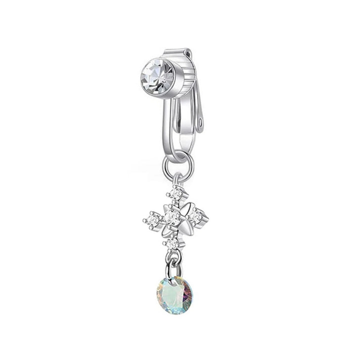 Fake Belly Piercing Sunflower Dangling Long Fake Belly Button Pircing Clip On Umbilical Navel Cartilage Earring Clip Jewelry