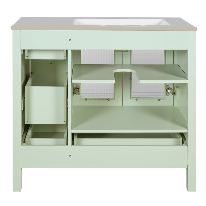 36' Bathroom Cabinet with Waffle Texture Doors, Bathroom Vanity with