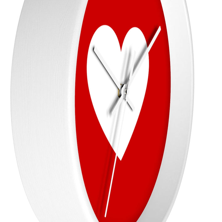 Wall Clock, Red And White Heart Print