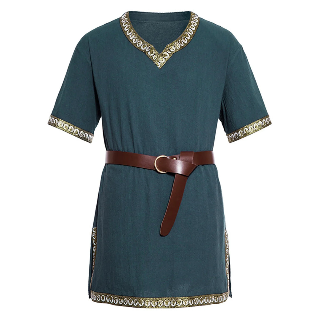 Warrior Men's Shirt Top Vintage Viking Men's Summer Short Sleeve Gothic Shirt Renaissance Pirate Costume Shirt Medieval Tunic
