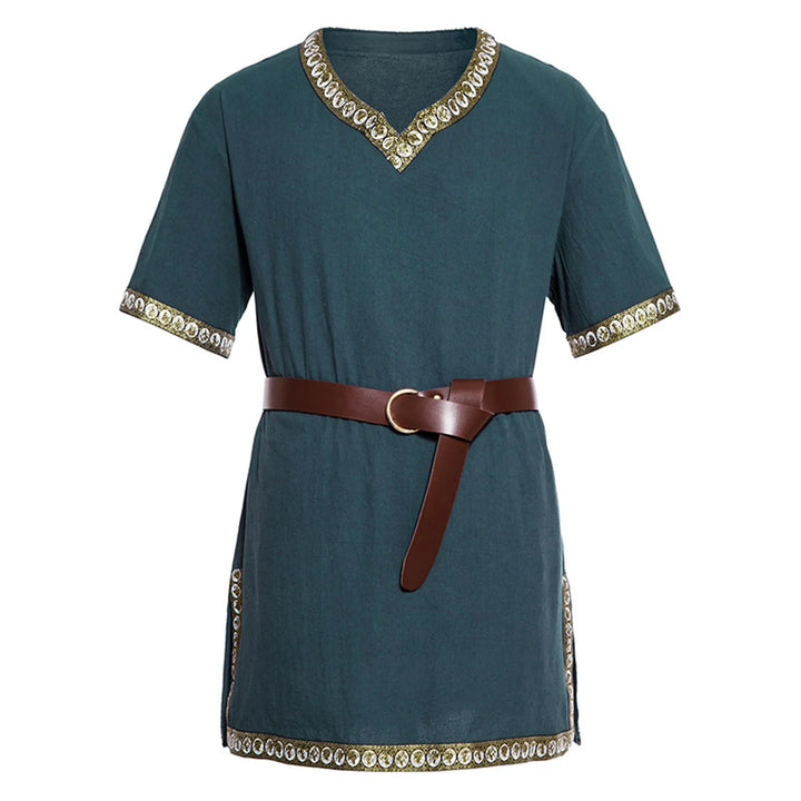 Warrior Men's Shirt Top Vintage Viking Men's Summer Short Sleeve Gothic Shirt Renaissance Pirate Costume Shirt Medieval Tunic