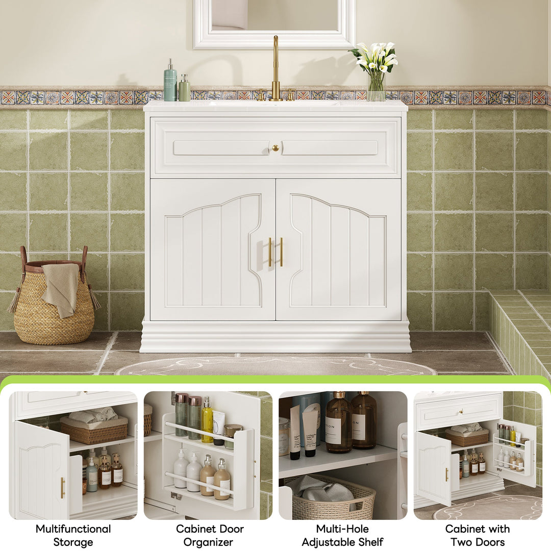36' Luxurious Bathroom Vanity with Ceramic Sink, Bathroom Vanities