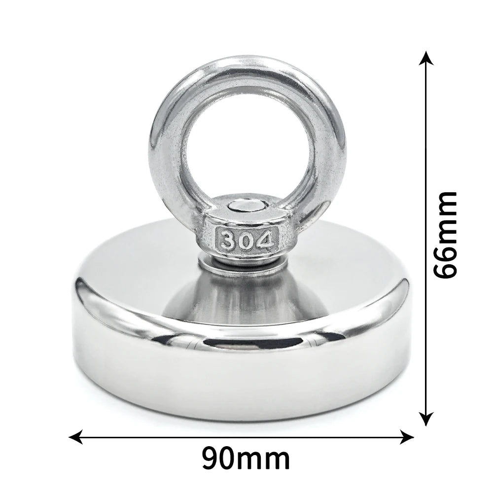 Super Strong Neodymium Fishing Magnet Hooks N52 Heavy Duty Magnet with Countersunk Hole Eyebolt 16-90mm Salvage Searcher Magnets