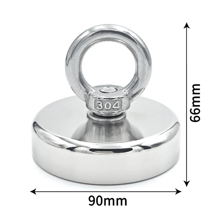 Super Strong Neodymium Fishing Magnet Hooks N52 Heavy Duty Magnet with Countersunk Hole Eyebolt 16-90mm Salvage Searcher Magnets