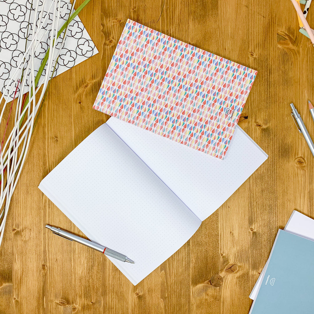Dotted notebook, 108 page, soft touch cover, A4/A5/A5 pad, 24 color