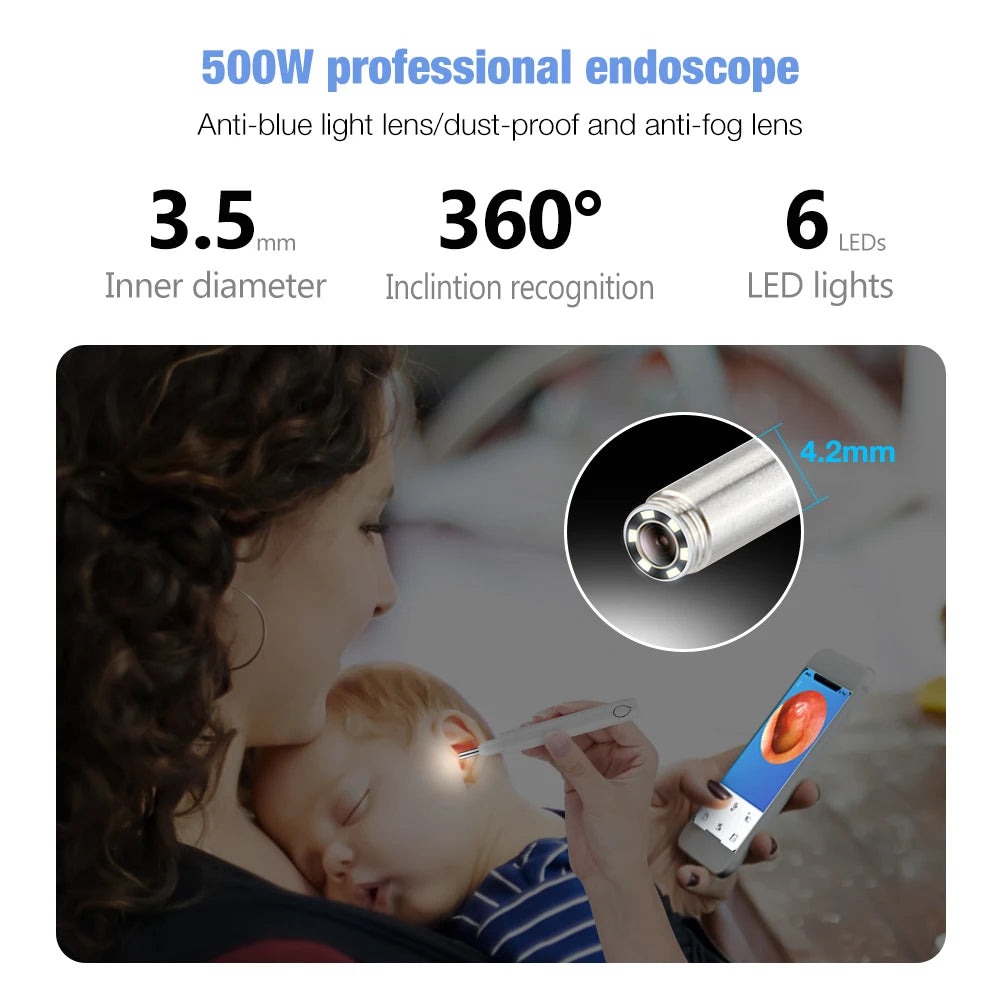 Wireless Smart Visual Ear Pick Removal Ear Wax Cleaner Spoon 3.5mm