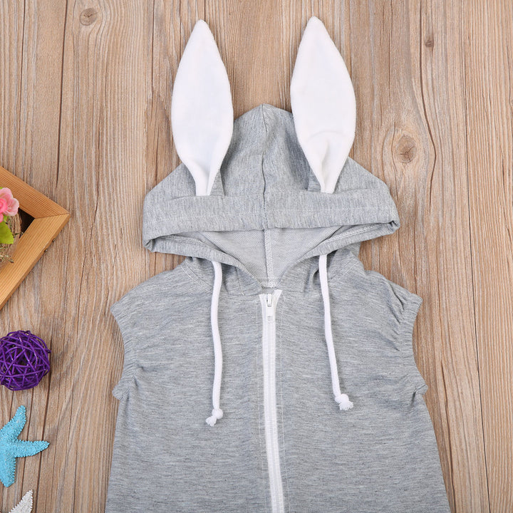 Babies Rabbit Ear Hooded Romper Kids Baby Girls