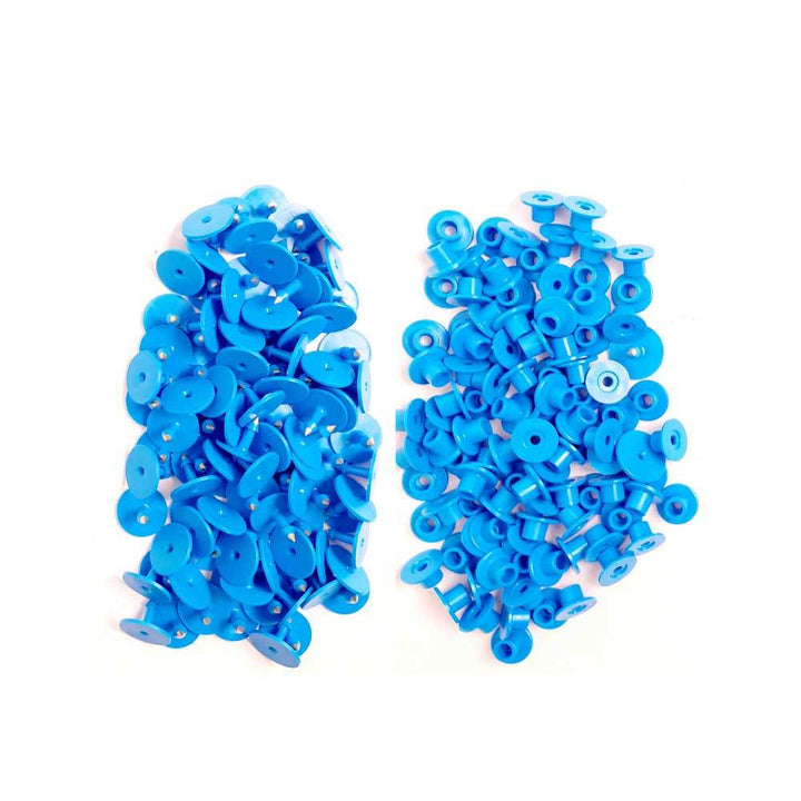100x Cattle Ear Tags Set - Round Blue Pig Sheep Goat Small Blank
