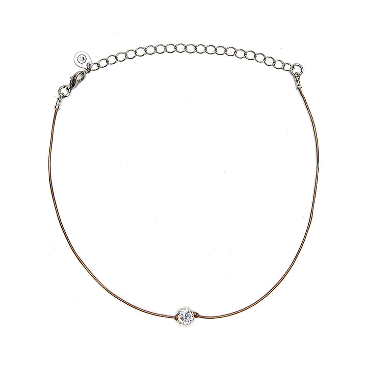 Leather Crystal Choker