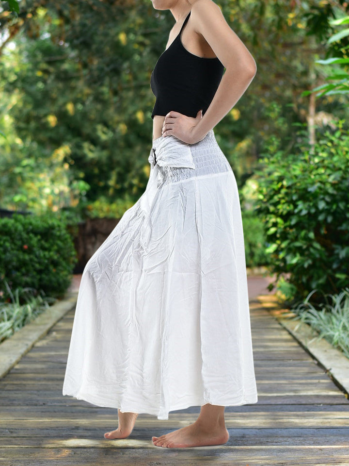 Bohotusk Plain White Beach Dress (& Long Skirt With Coconut Buckle)