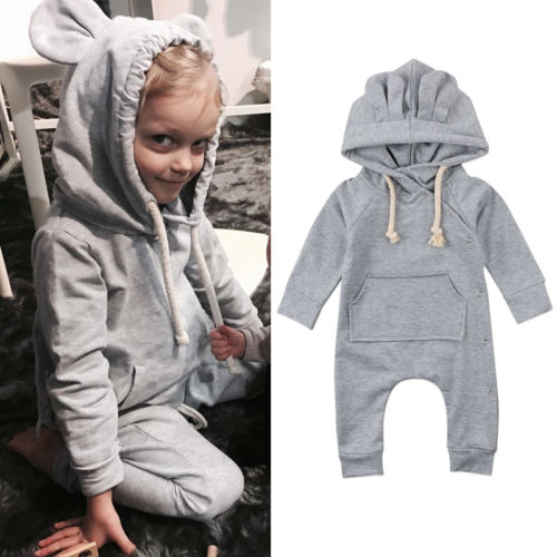Cute Baby Girl Boys Newborn 3D Ear Romper Long