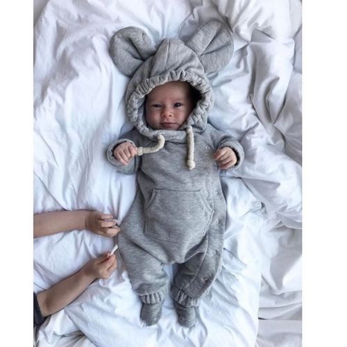 Cute Baby Girl Boys Newborn 3D Ear Romper Long