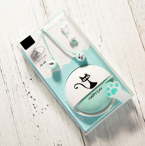 Cute Cat Cartoon Earphone 3.5mm In ear Stereo With