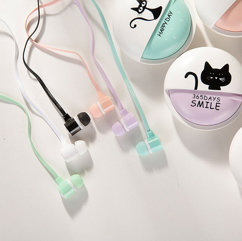 Cute Cat Cartoon Earphone 3.5mm In ear Stereo With