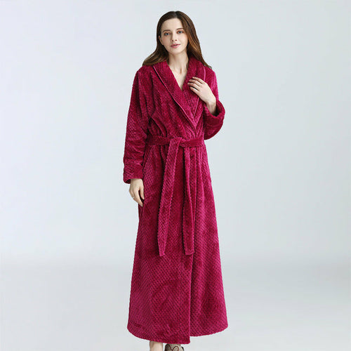 Women Winter Extra Long Robe Soft Warm Plus Size Flannel Peignoir Preg