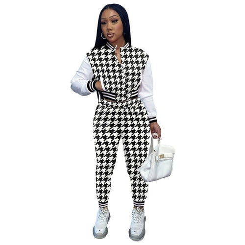 Fashion Women Set Baseball Suit Winter Spring Printing Casual