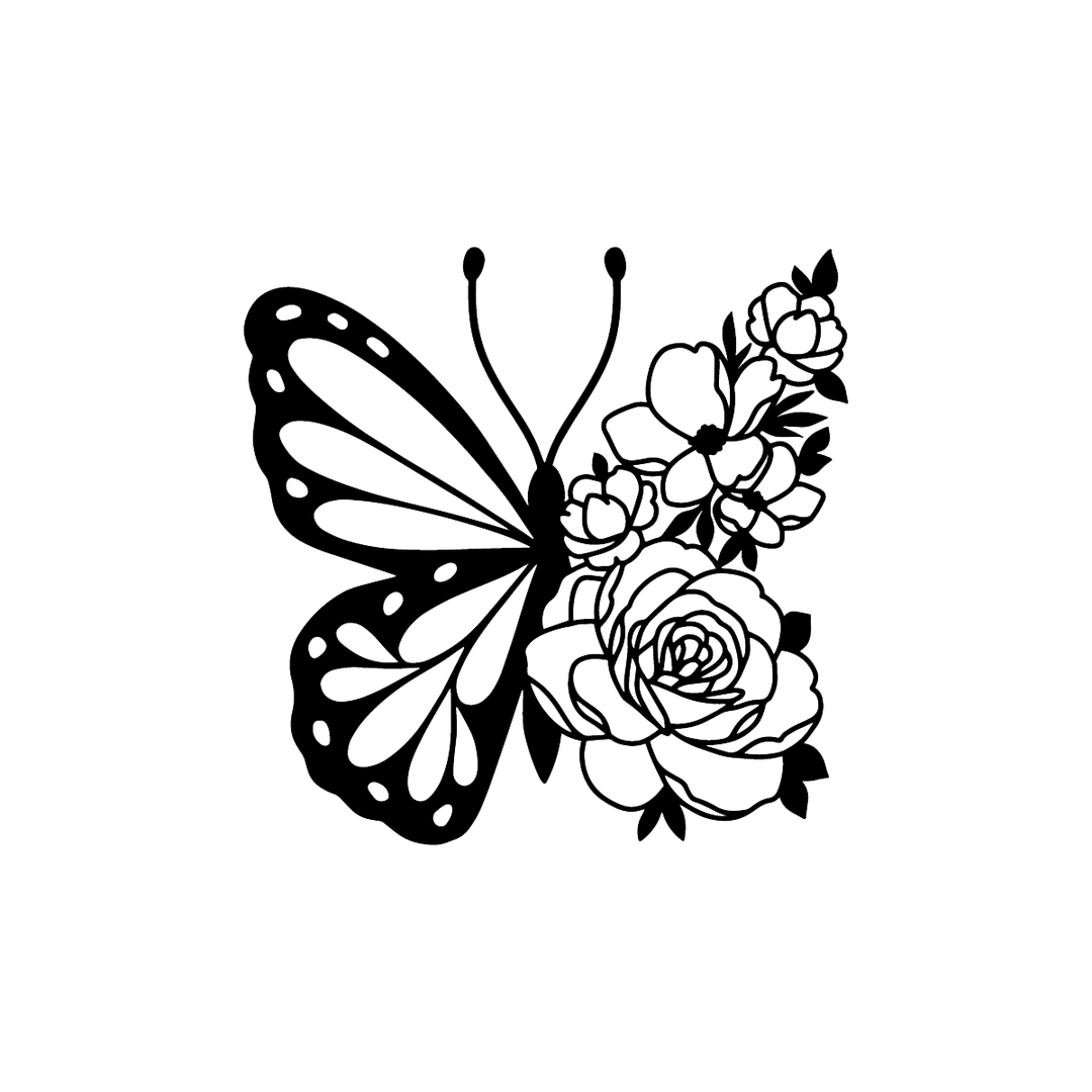 Floral Butterfly - Metal Wall Art