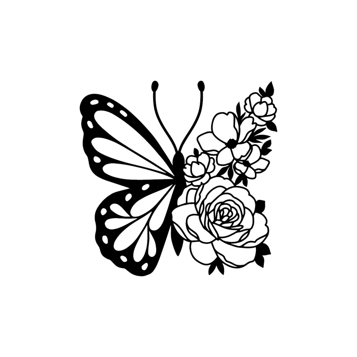 Floral Butterfly - Metal Wall Art