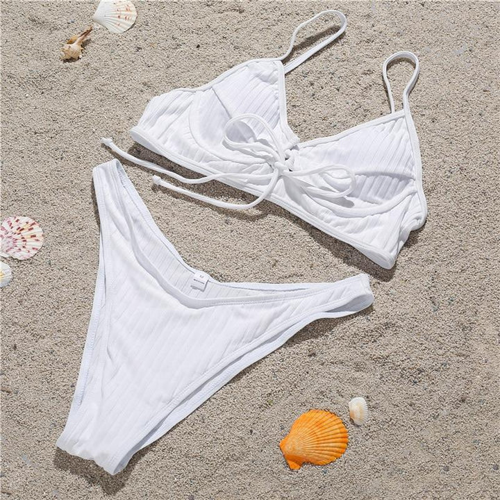 Elegant Sexy Bikini Set Ribbed Women's Swimsuit