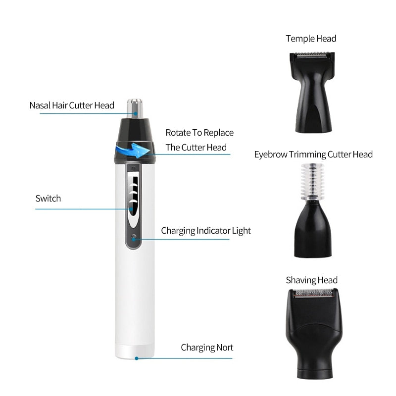 4 In 1 Mini Portable Nose Ear Eyebrow Trimmer Men's Electric Beard