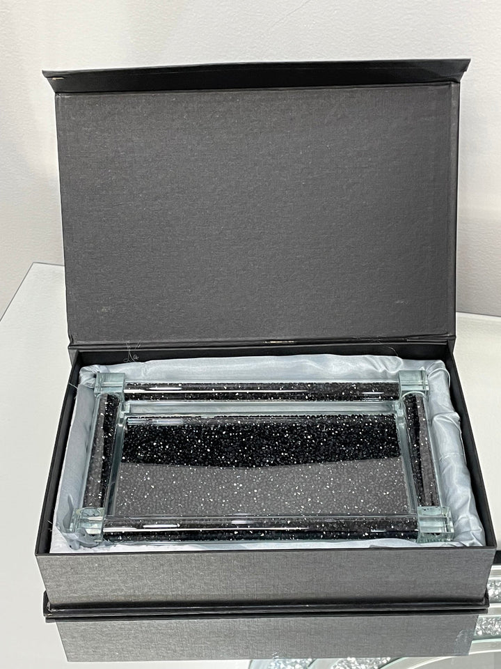 Soap Dispenser and Toothbrush Holder with Tray, Black Crushed Diamond