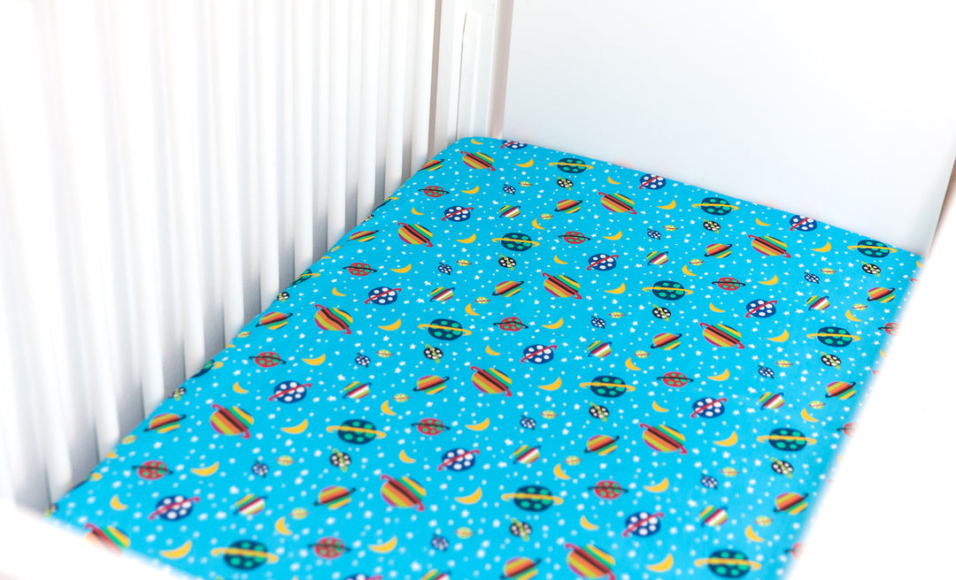 SheetWorld Fitted Cradle Sheet - 100% Cotton Woven - Planets Blue,