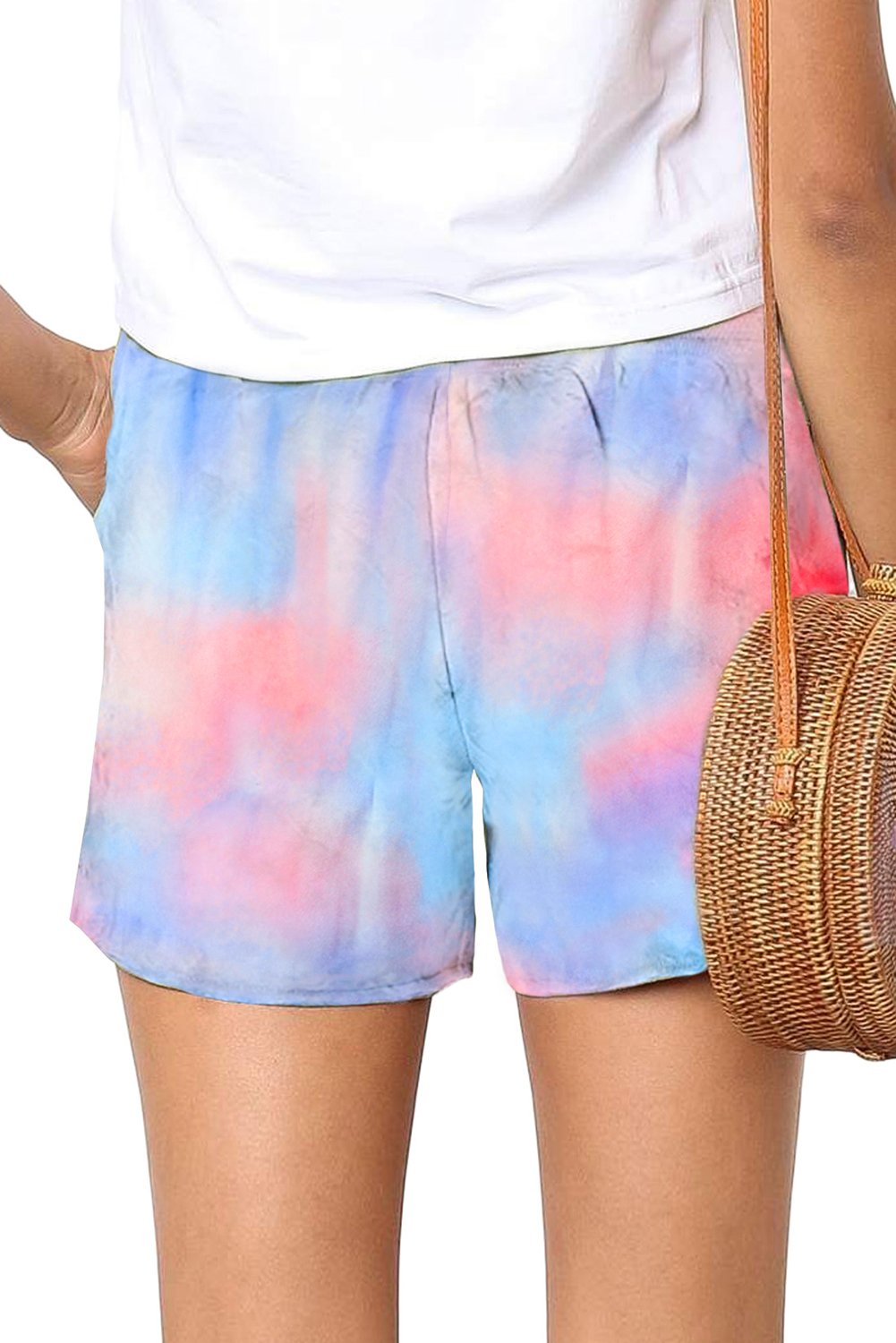 Womens Multicolor Tie Dye Casual Shorts