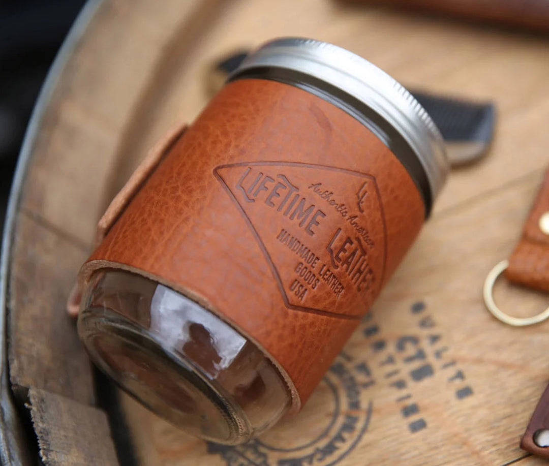 Leather Mason Jar Coozie