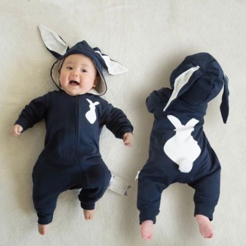 Newborn Baby Boys Girls 3D Ear Romper Long Sleeve