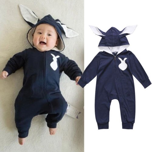 Newborn Baby Boys Girls 3D Ear Romper Long Sleeve