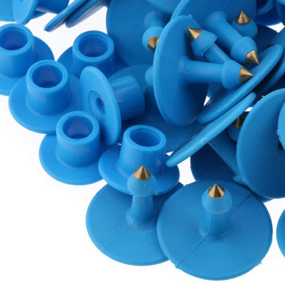 1-100 Cattle Number Ear Tags Set - Round Blue Pig Sheep Goat Livestock