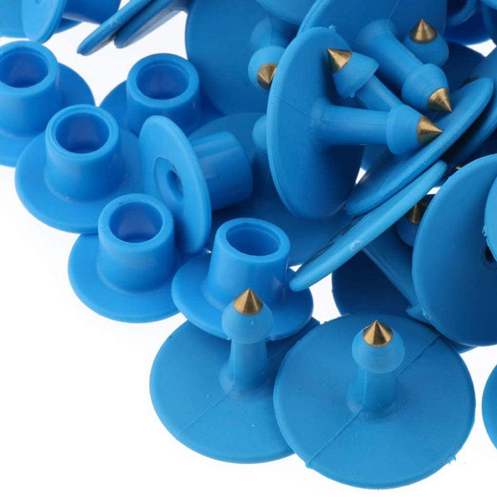 1-100 Cattle Number Ear Tags Set - Round Blue Pig Sheep Goat Livestock