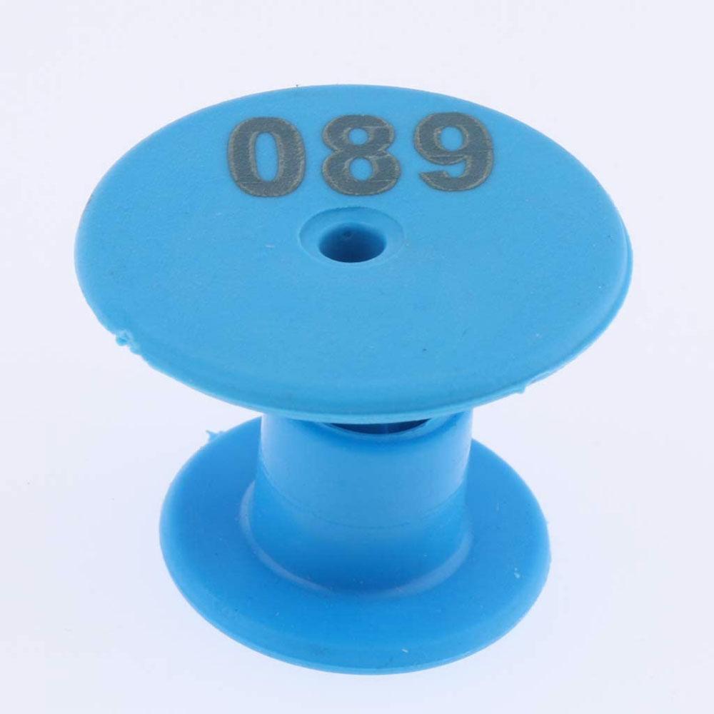1-100 Cattle Number Ear Tags Set - Round Blue Pig Sheep Goat Livestock